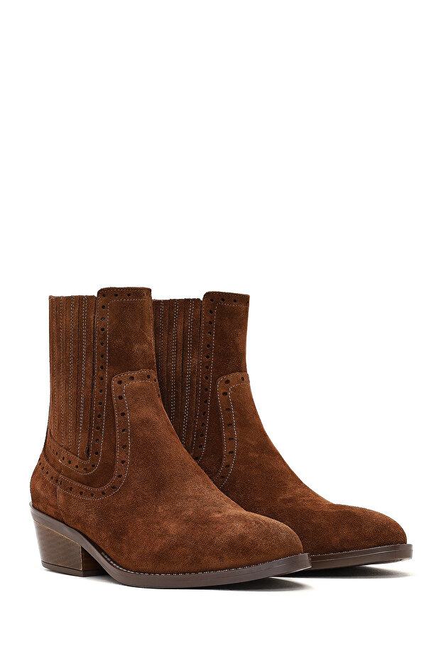 Kadın Taba Süet Deri Kovboy Bot 25WFD200510 - 4