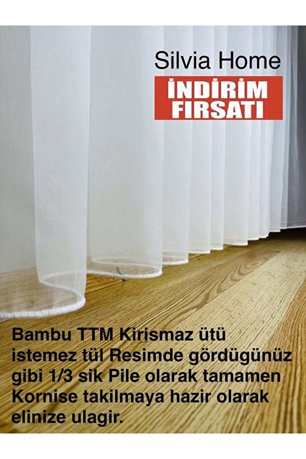 tül perde ttm bambu 1/3 sık pile ütü istemez - 7