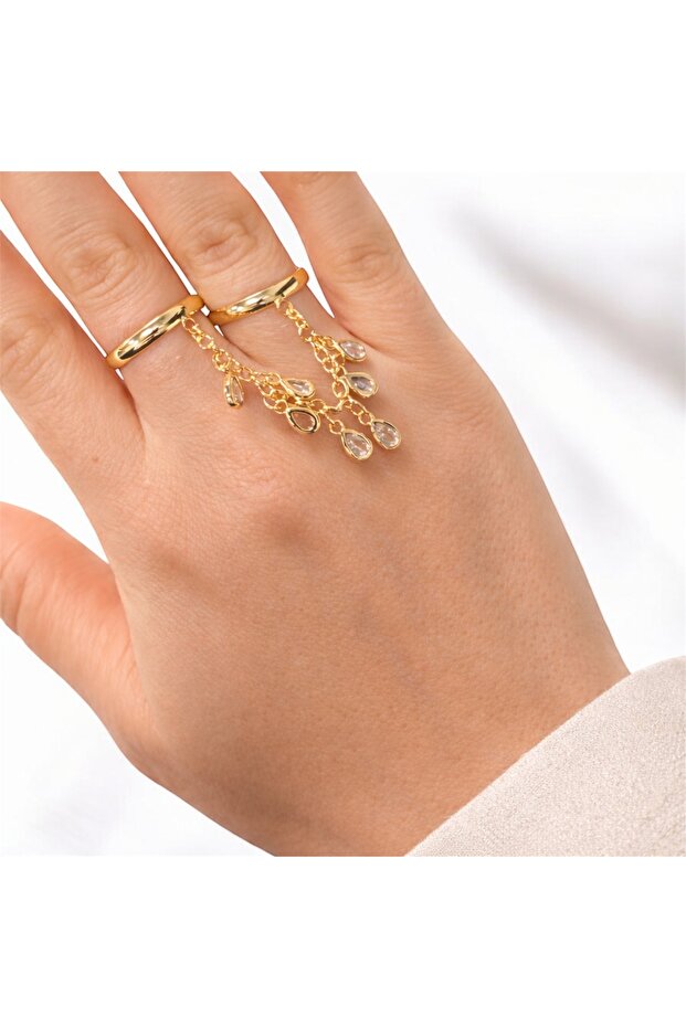 خاتم مزدوج متدلي من تشارمل بتصميم متعدد المظهر قابل للتعديل - 1