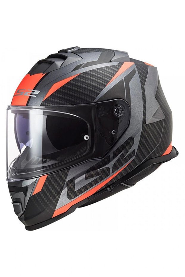 STORM RACER KAPALI KASK MAT TITANIUM-TURUNCU