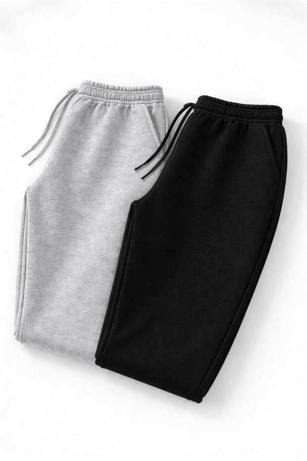 Buy Elastic and Lace-Up Eşortman Altı Joger Pants, 2-Thread Ribbed Elastic Waistband, Comfortable 2-Piece Combi̇n