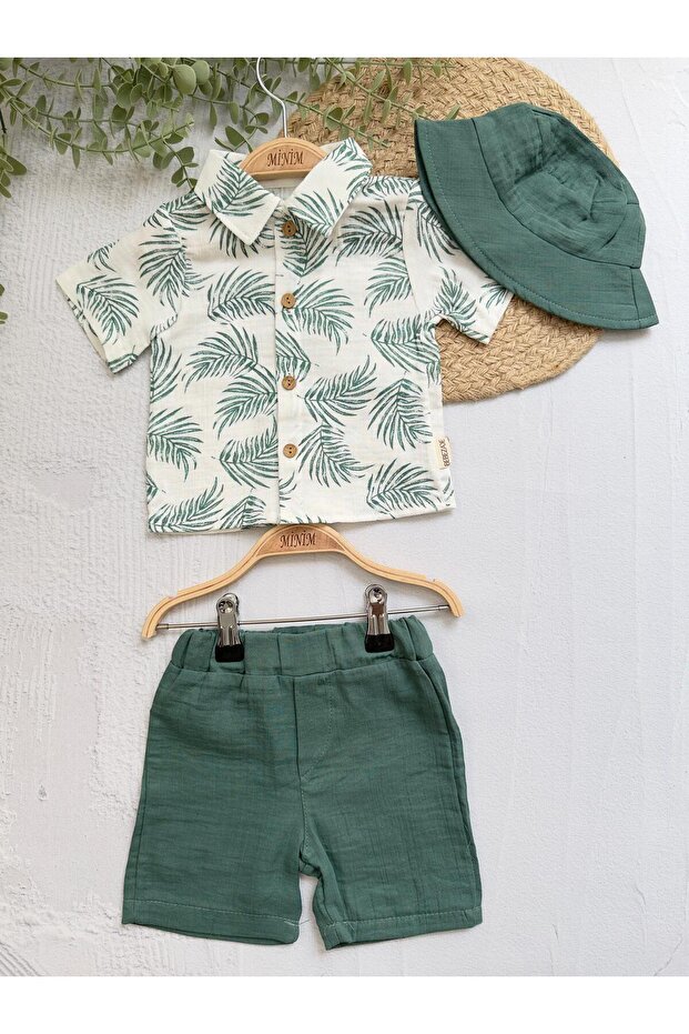 مجموعة منقوشة على شكل ورقة مع قبعة - 1