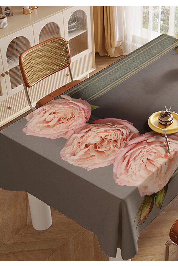 Brown Rose Living Room Tablecloth