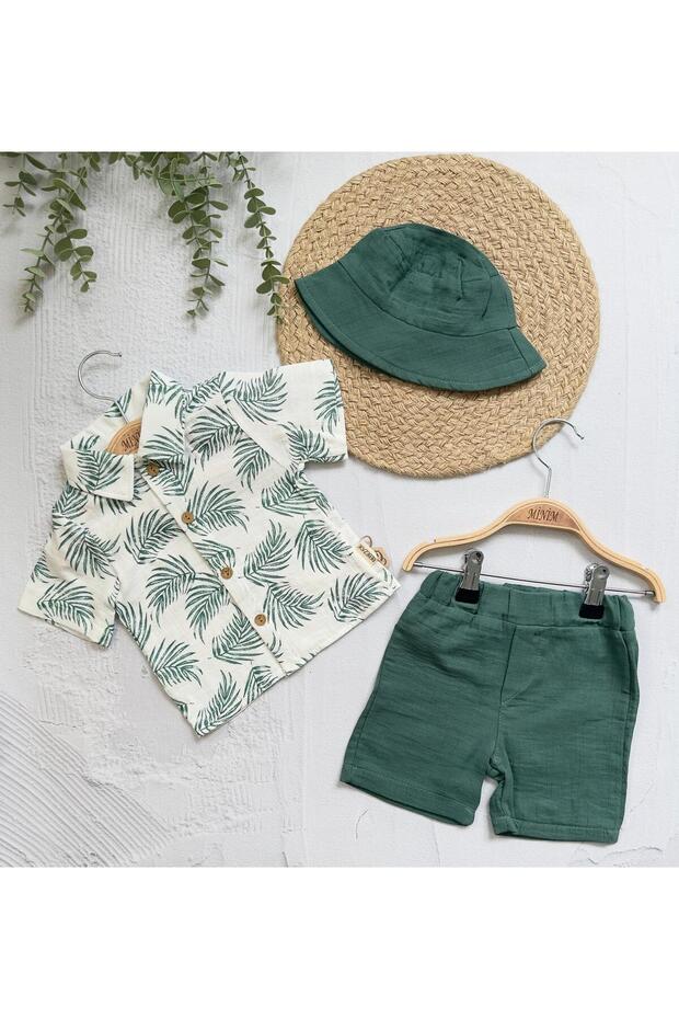 مجموعة منقوشة على شكل ورقة مع قبعة - 5