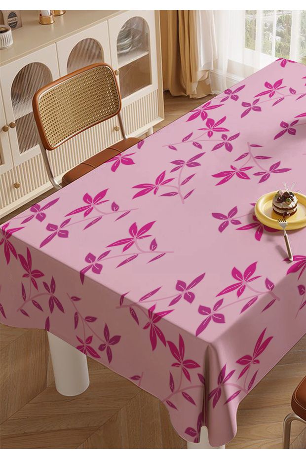 Pink Floral Kitchen Dining Tablecloth Living Room Table Cover