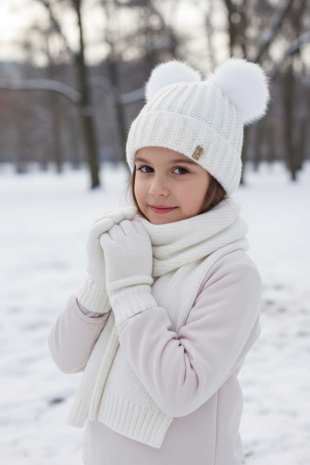 1-4 Years Baby Girl & Child Scarf Beanie Gloves Set of 3