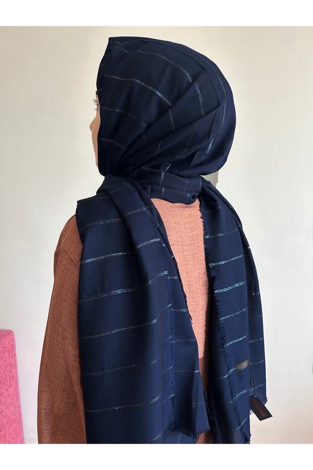 Moda Kaşmir Çizgi Simli Şal - 6