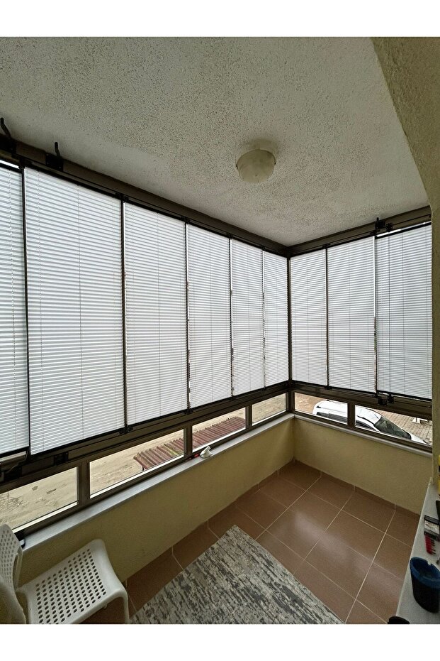 Plise Cam Balkon Perde Vidalı-Askılı - 5