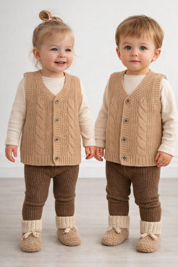 New Season Soft Knitted Patterned Knitwear Unisex Baby Kids Vest (0-8 Years)