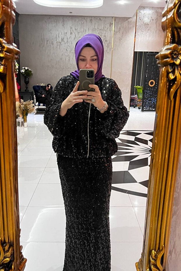 Sparkly Zippered Sequin Fish Skirt Hijab