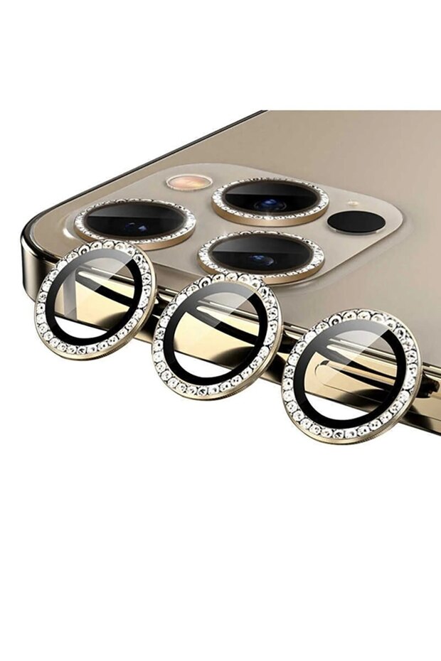 واقي عدسة الكاميرا متوافق مع هاتف iPhone 11-12-12 Mini، زجاج مقسى ذهبي