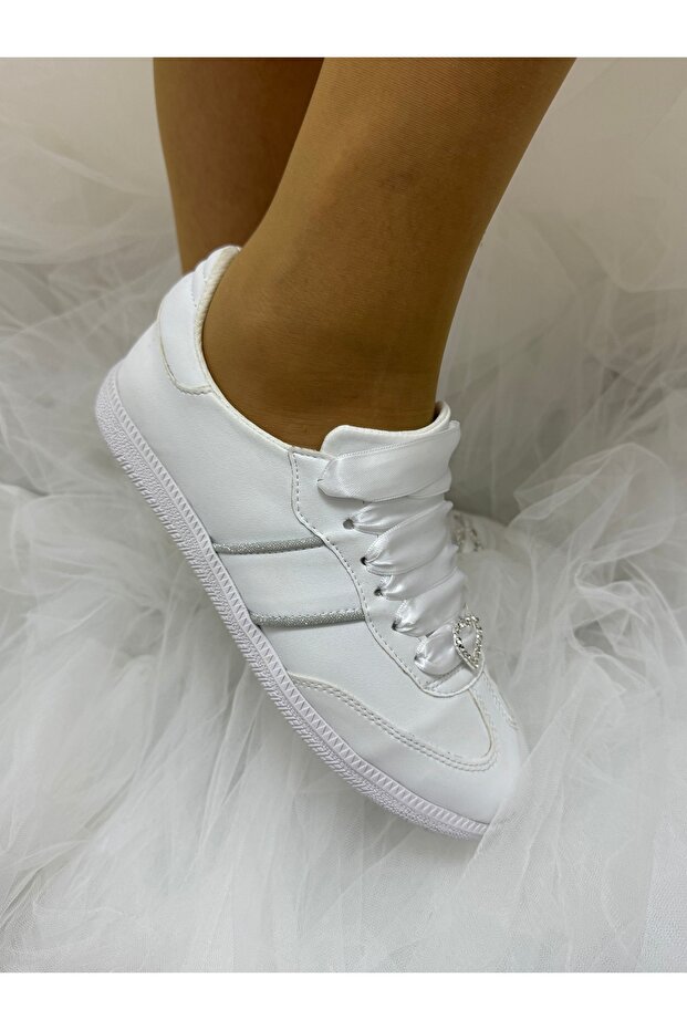 Wedding Dress Shoes Evening Dress Flat Sole Silver Detailed Very Comfortable