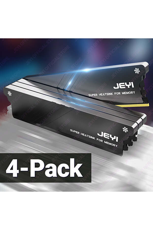 JEYI Black 4pcs JEYI Memory RAM Heatsink With Thermal Pads, Desktop RAM Cooler DDR Radiation Dissipa