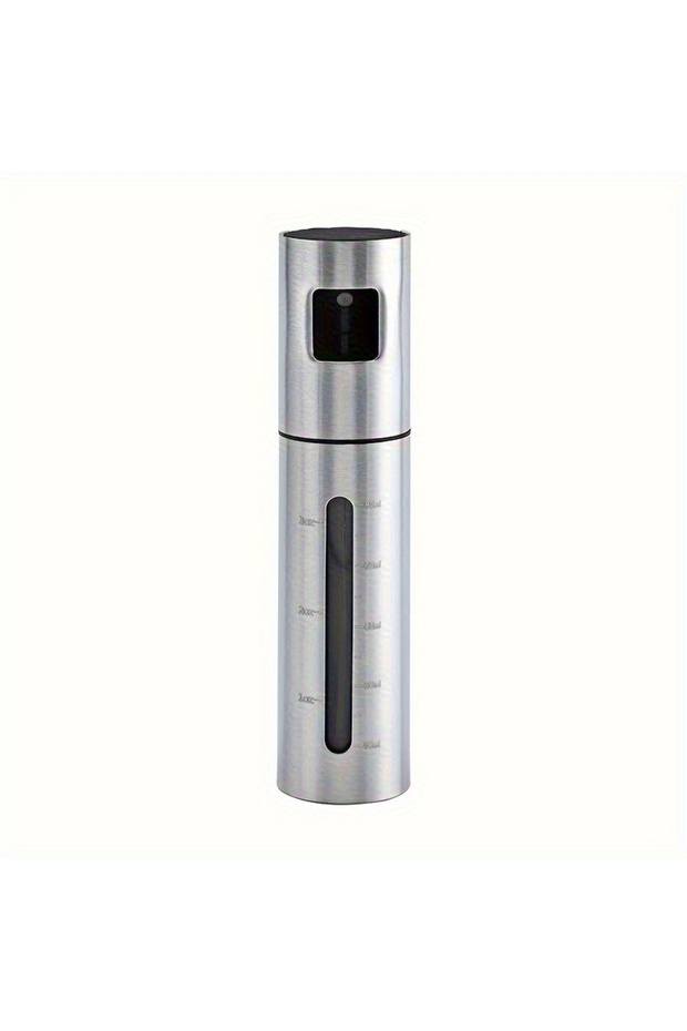 Silvery 1pc, See-Through Stainless Steel Spray Bottle, Oil Control, Portable Olive Oil Sprayer, Per