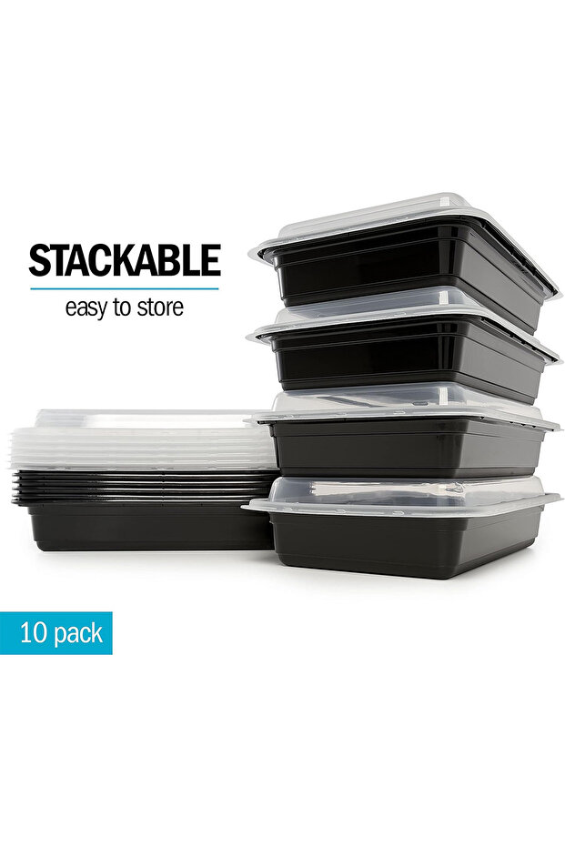 10pcs ALI-FH-K-1255401 10PCS/Set Meal Prep Containers 1 Compartment with Sealed Lid Plastic Food Sto