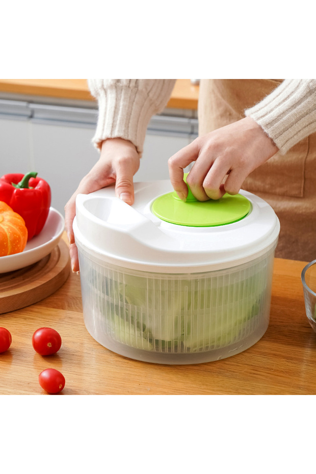 Salad Spinner Lettuce Greens Washer Dryer Drainer Crisper Strainer for Washing Drying Leafy Veget...