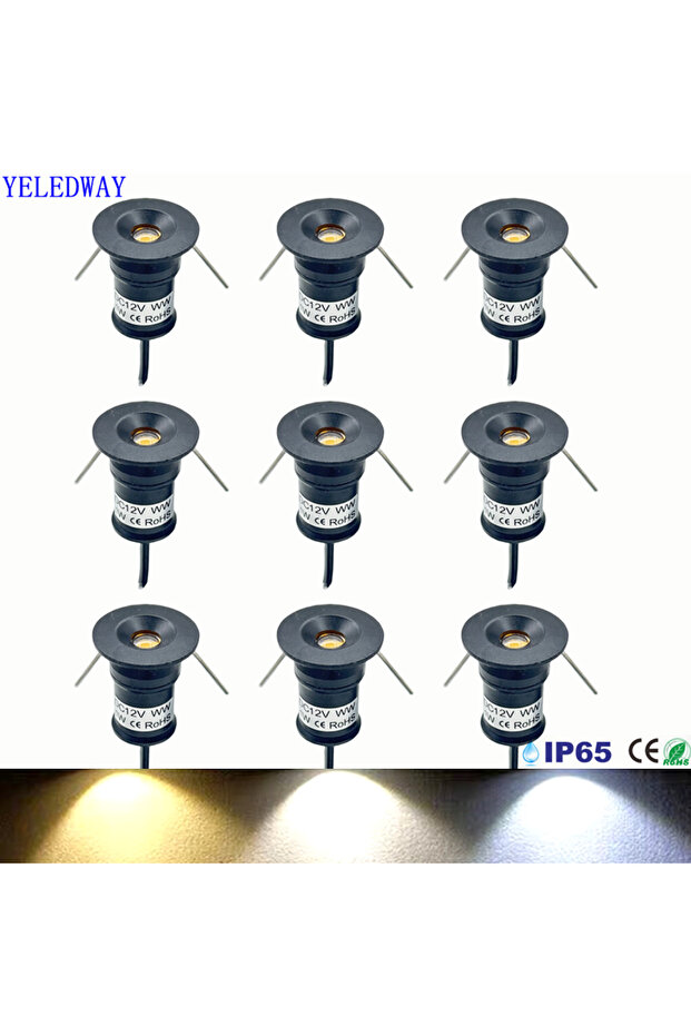 هيكل أسود 120D، 9 مصابيح، أبيض دافئ 3000 كلفن، IP65، 1 واط، مصباح LED صغير قابل للتعتيم، كشاف خارجي للدرج