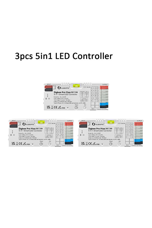وحدة تحكم Zigbee Pro Max 5 في 1 (3 قطع) GL-C-601P، وحدة تحكم ZigBee 3.0 Pro Max 5 في 1 LED RGBCCT RGBW