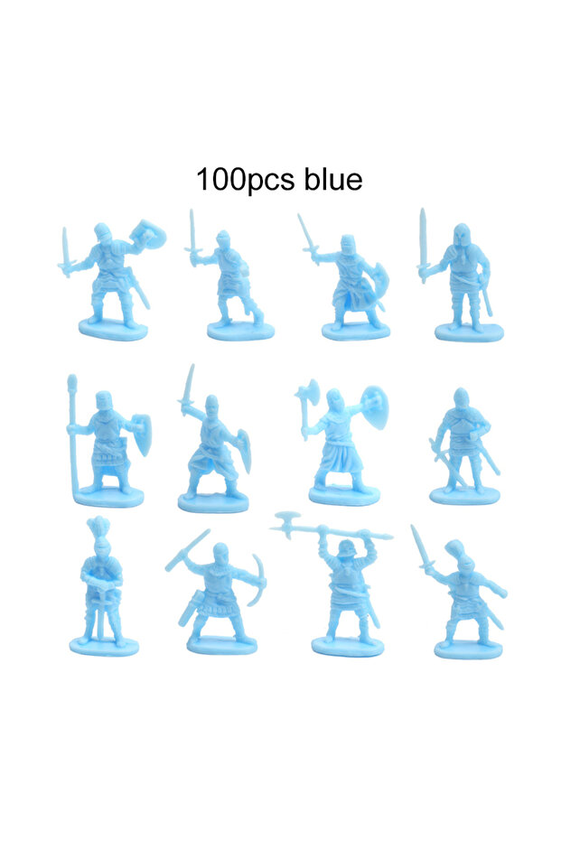 BLUE 100PCS 100pcs/set Ancient Soldier Miniature Decorative Model Party Gathering Decoration Simulat