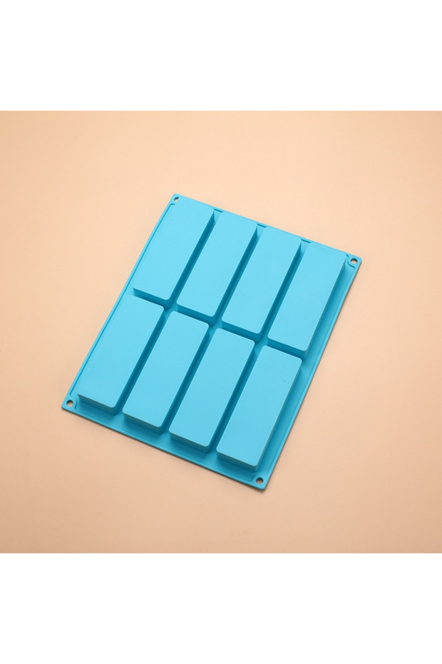 blue 8-Cavity Silicone Baking Mould Rectangl Chocolate Fondant Molds Making Chocolate Bar Mold Soap
