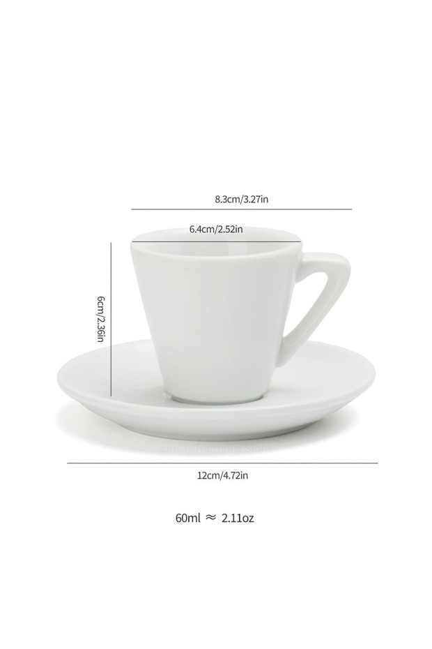 60ML 60ML Ceramic Espresso Cups with Saucer Minimalist Pure White Design for Latte Art Milk Tea Mugs