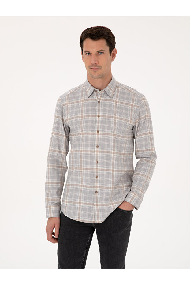 Gray Slim Fit Long Sleeve Shirt 50310496-Vr024
