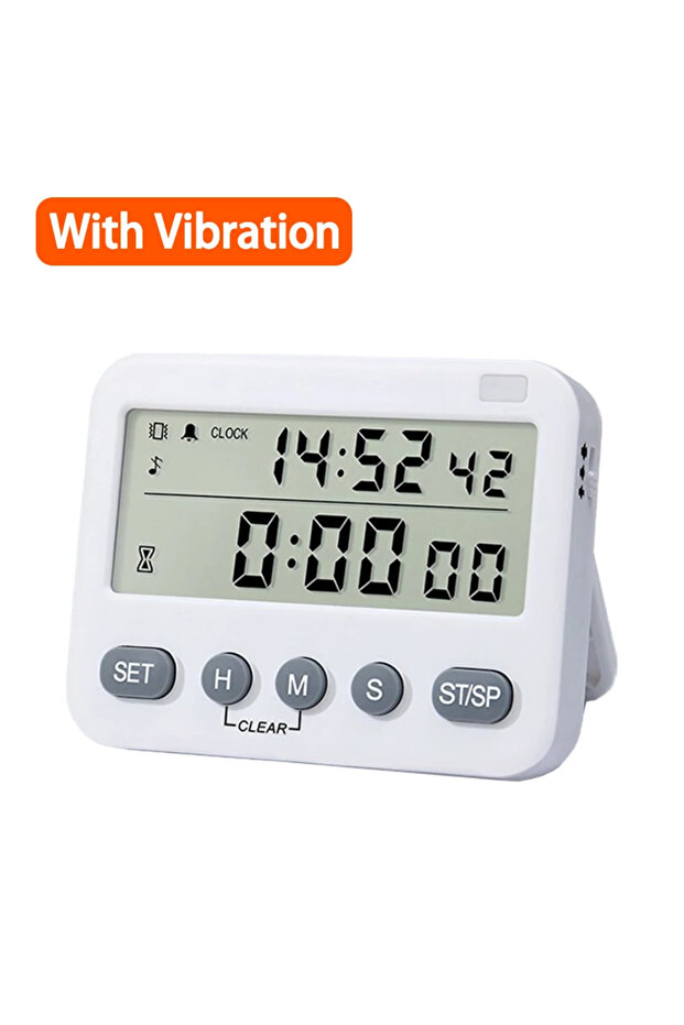مؤقت رقمي مزدوج مع خاصية الاهتزاز وشاشة LCD كبيرة، مؤقت عد تنازلي للطبخ، مؤقت مطبخ، ذاكرة مؤقت - 1