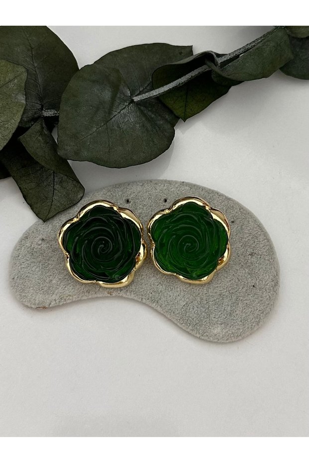Brand Green Rose Earrings