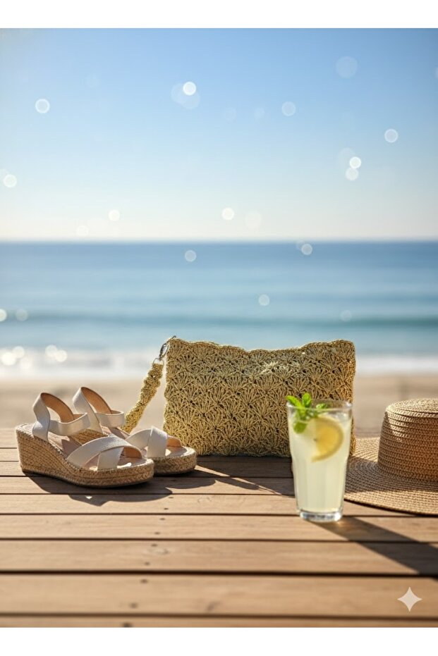 El Çanta Kağıt İp Örme Hardal 27x16x17 - 5