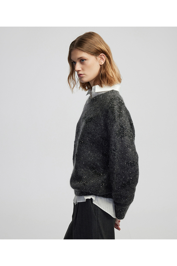 Payet işlemeli yün içerikli triko - 2