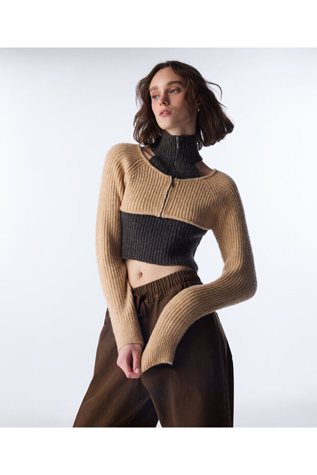 ÇİFT PARÇA GÖRÜNÜM CUTOUT TRİKO - 5