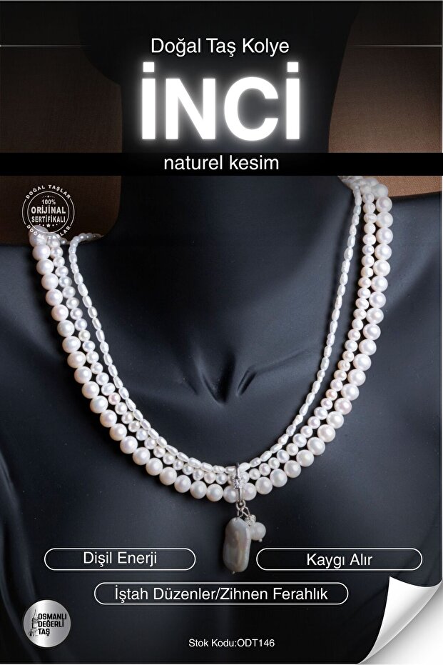 Certified Pearl Natural Stone Necklace Odt146