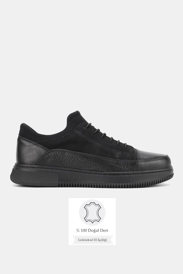 Men's Black Genuine Natural Leather Orthopedic Sole Comfort Lace-Up Shoes