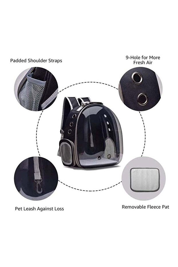 حقيبة ظهر كبسولة للحيوانات الأليفة (رمادية) - 2