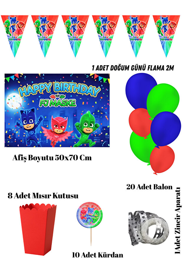 Pj Maske Maskeliler Birthday Party Set