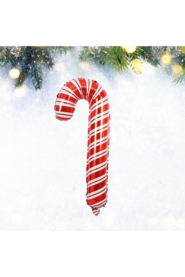 New Year Red White Christmas Cane Foil Balloon 57cm
