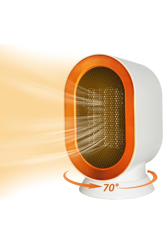 Space Heater Portable Electric Mini Desk PTC Heater, 70° Oscillating, Tip-Over & Overheat Protectio