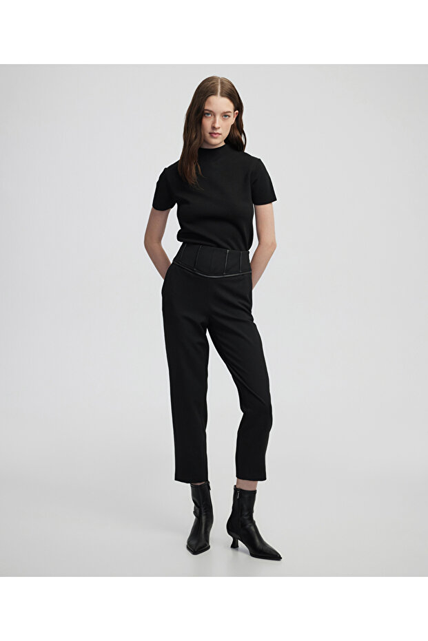 Kontrast biyeli pantolon - 1