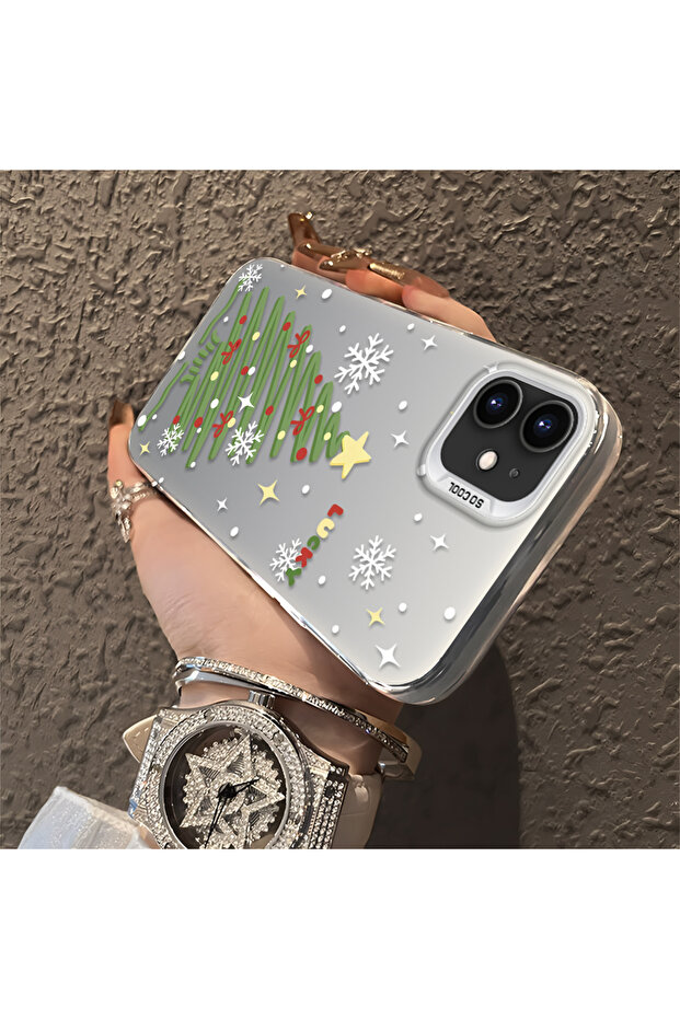 iPhone 12 Compatible Christmas Tree Patterned Silicone Anti-Fall Case - 1