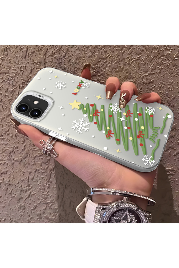 iPhone 12 Compatible Christmas Tree Patterned Silicone Anti-Fall Case - 3