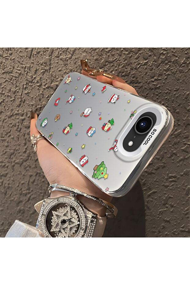 حافظة سيليكون مضادة للسقوط متوافقة مع هاتف iPhone 16e بنمط سانتا كلوز - 3