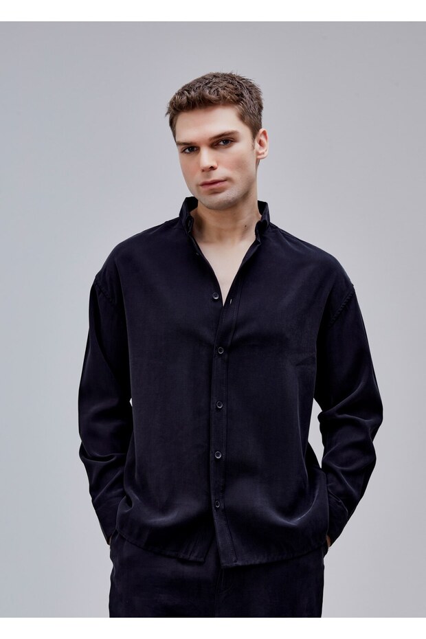 Siyah Renk Oversize Gömlek - 2