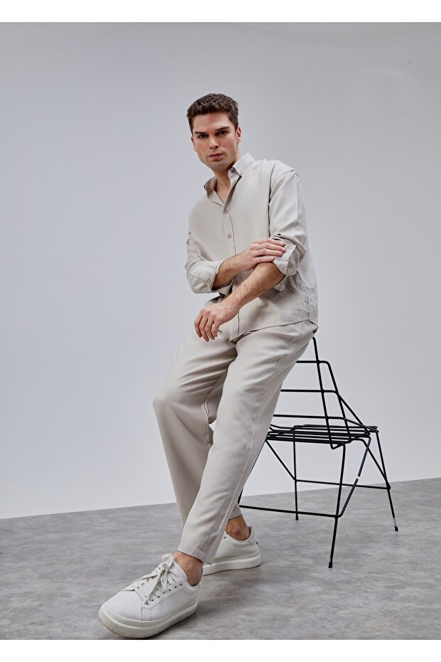 Bej Renk Oversize Gömlek - 6