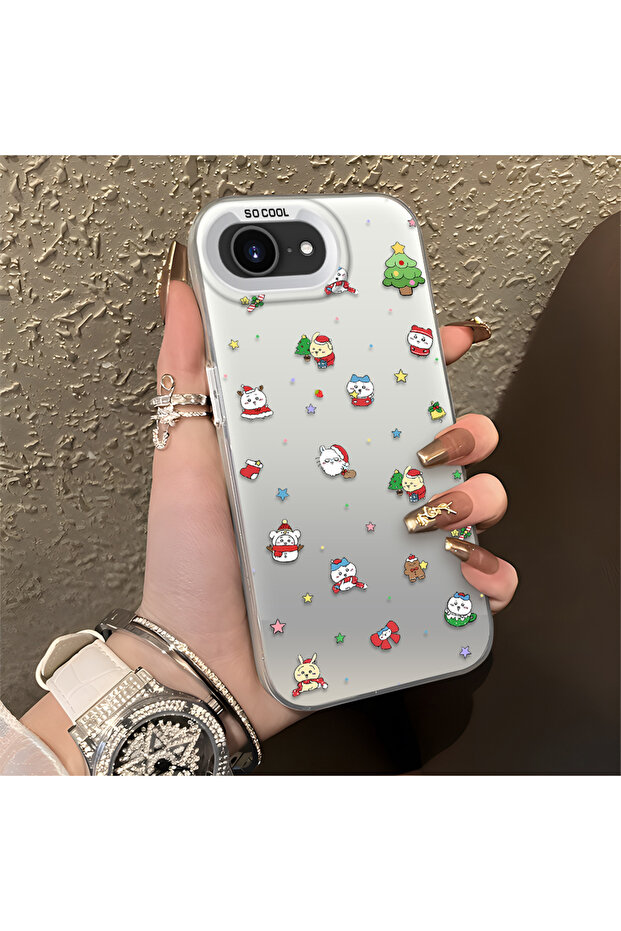 حافظة سيليكون مضادة للسقوط متوافقة مع هاتف iPhone 16e بنمط سانتا كلوز - 4