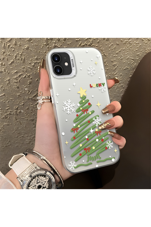 iPhone 12 Compatible Christmas Tree Patterned Silicone Anti-Fall Case - 2