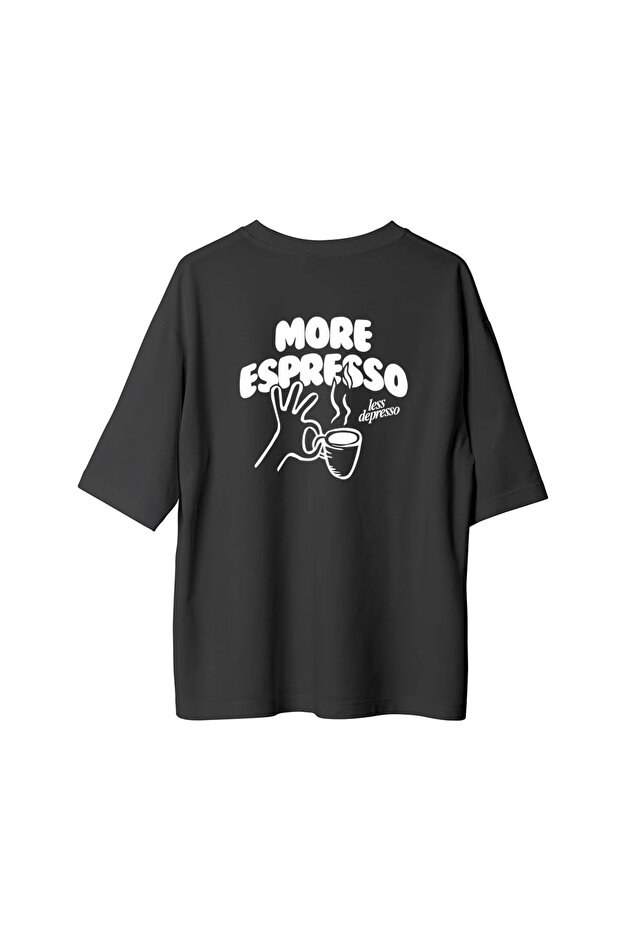 Plus Size Unisex More Espresso Printed Oversize T-Shirt