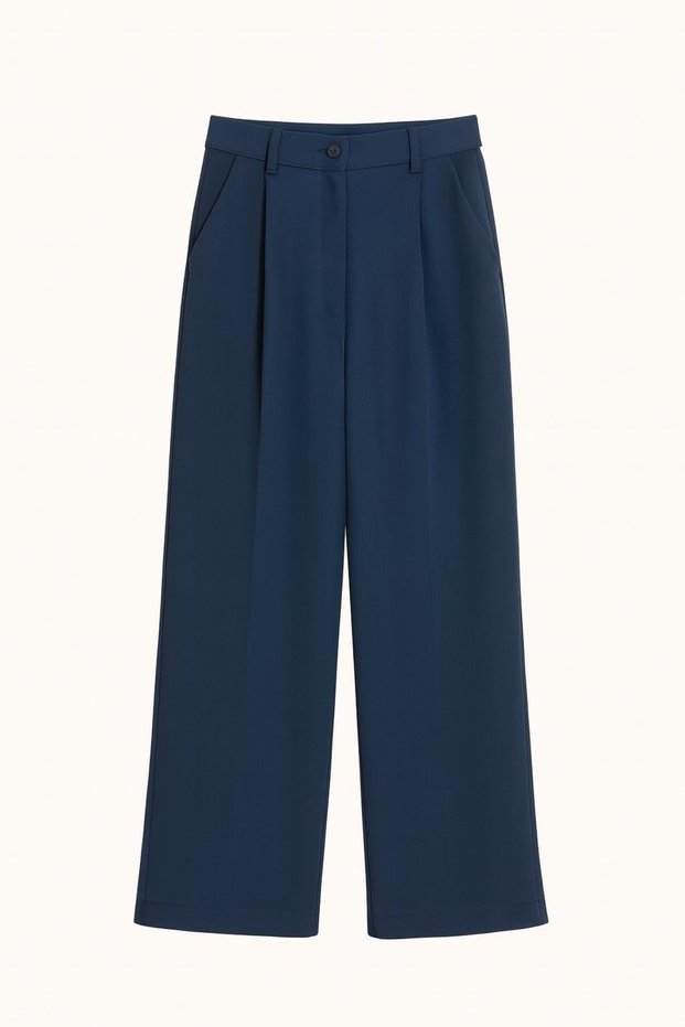 4787 women's high waist palazzo flowy wide leg pants navy blue