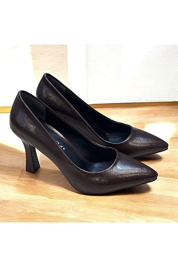 Brown Shiny New 9 cm Cup Heel Stiletto Shoes
