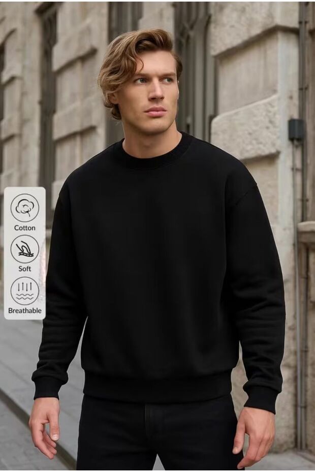 سترة رياضية رجالية بياقة دائرية وتصميم بسيط - 1