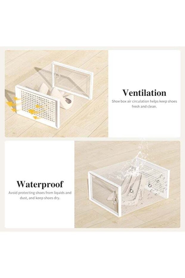 عبوة من 12 صندوق تخزين أحذية شفاف قابل للطي والتكديس (أبيض) - 2